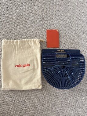 cult gaia navy blue ark acrylic clutch